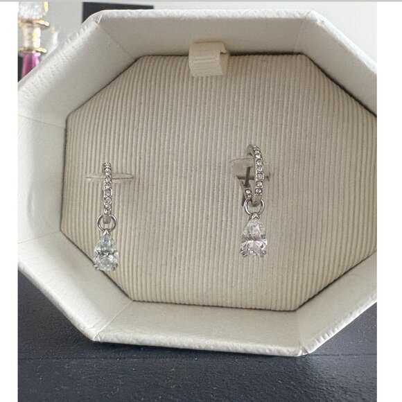 Swarovski Stilla drop earrings Pear cut, Round cut, White, Rhodium plated - Picture 4 of 5